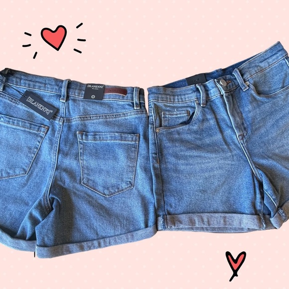 NWT TWO EXACT PAIR WOMENS BLANK NYC HIGH RISE DENIM ROLLED CUFF SHORTS 5 POCKETS - Picture 2 of 7